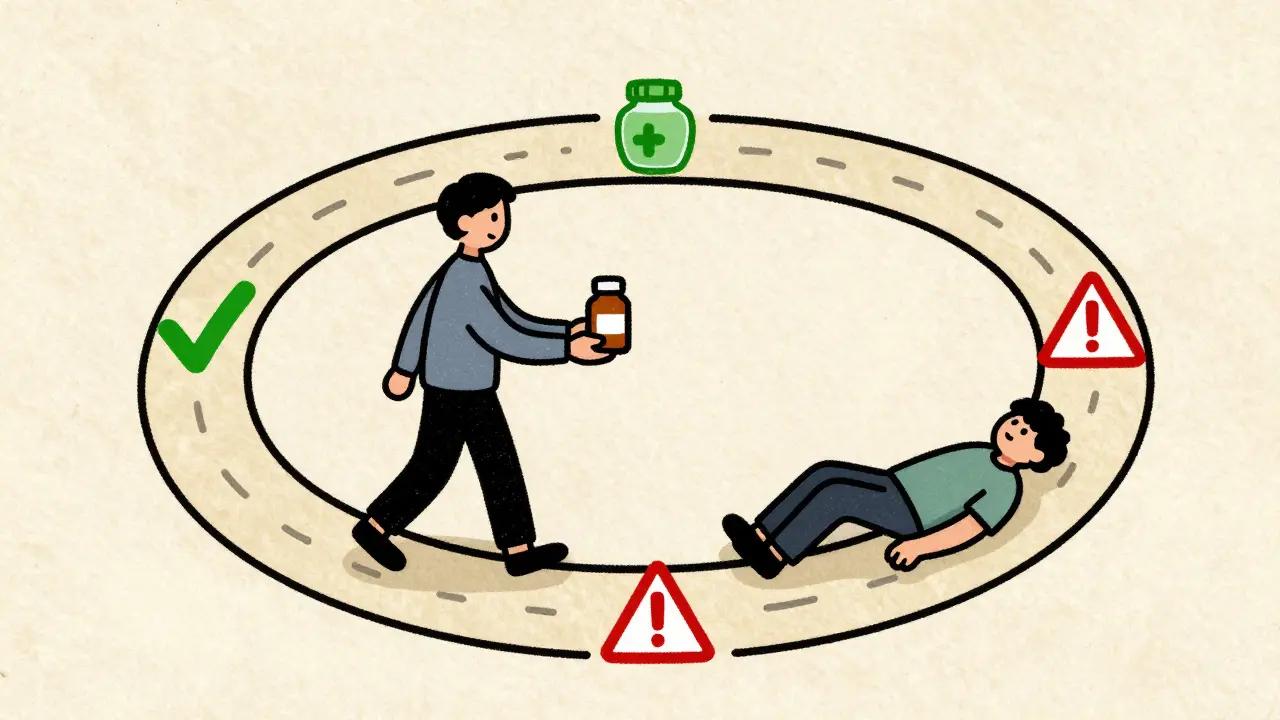 Cartoon depiction of a patient caught in a recurring cycle of C. diff infection.