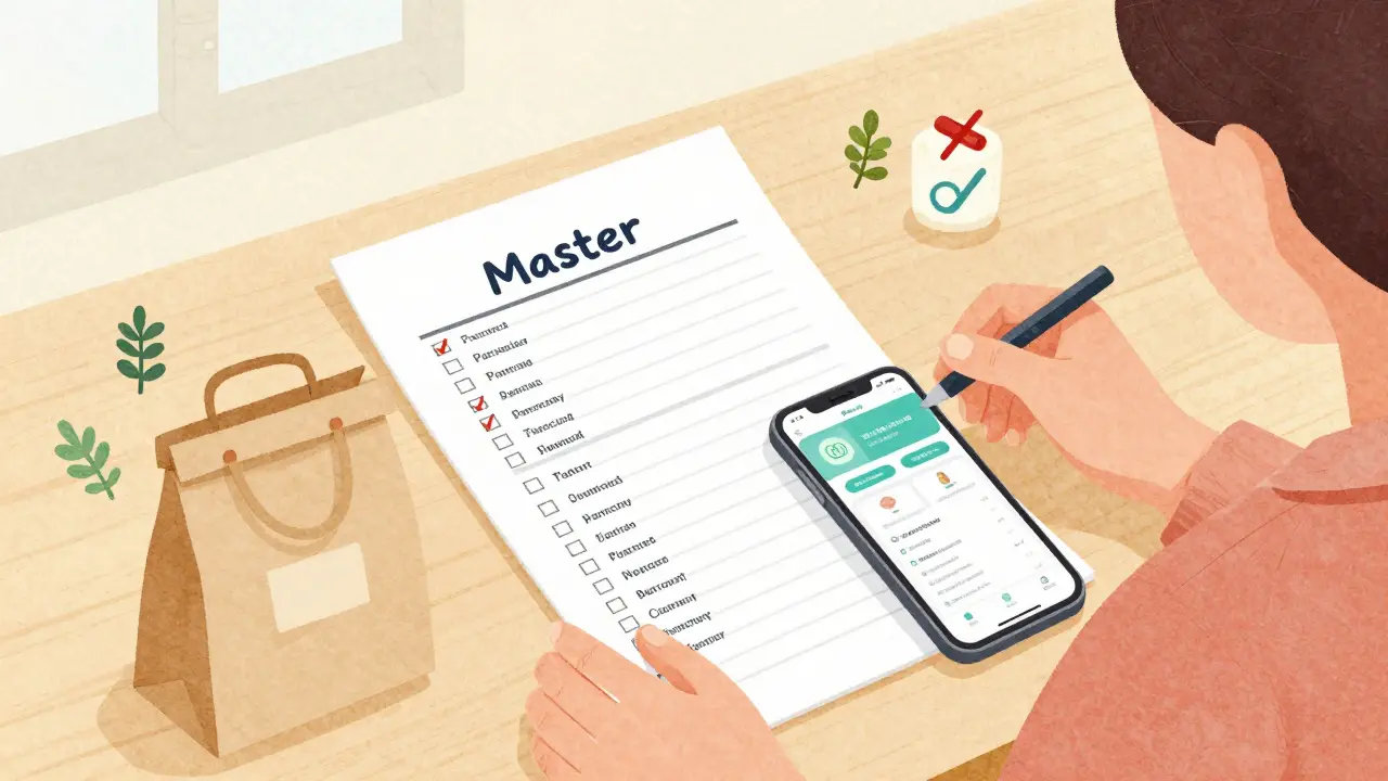 Patient managing medication list and checking interactions safely