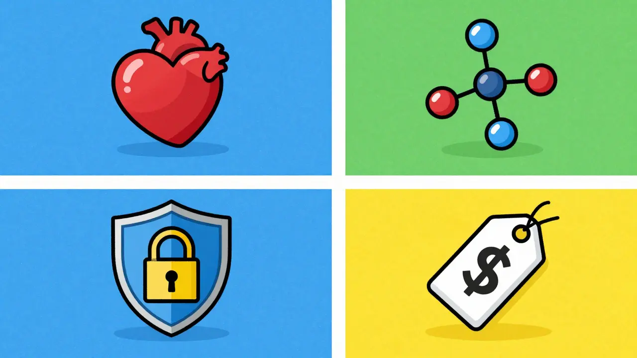 Four icons representing drug classification types in textured art