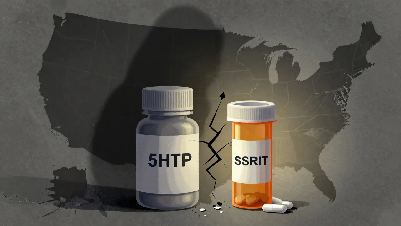Conceptual art contrasting regulated medication with unpredictable supplement risks