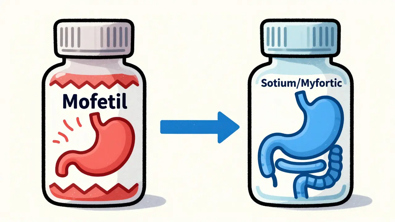 Illustration comparing how different drug forms affect the gut