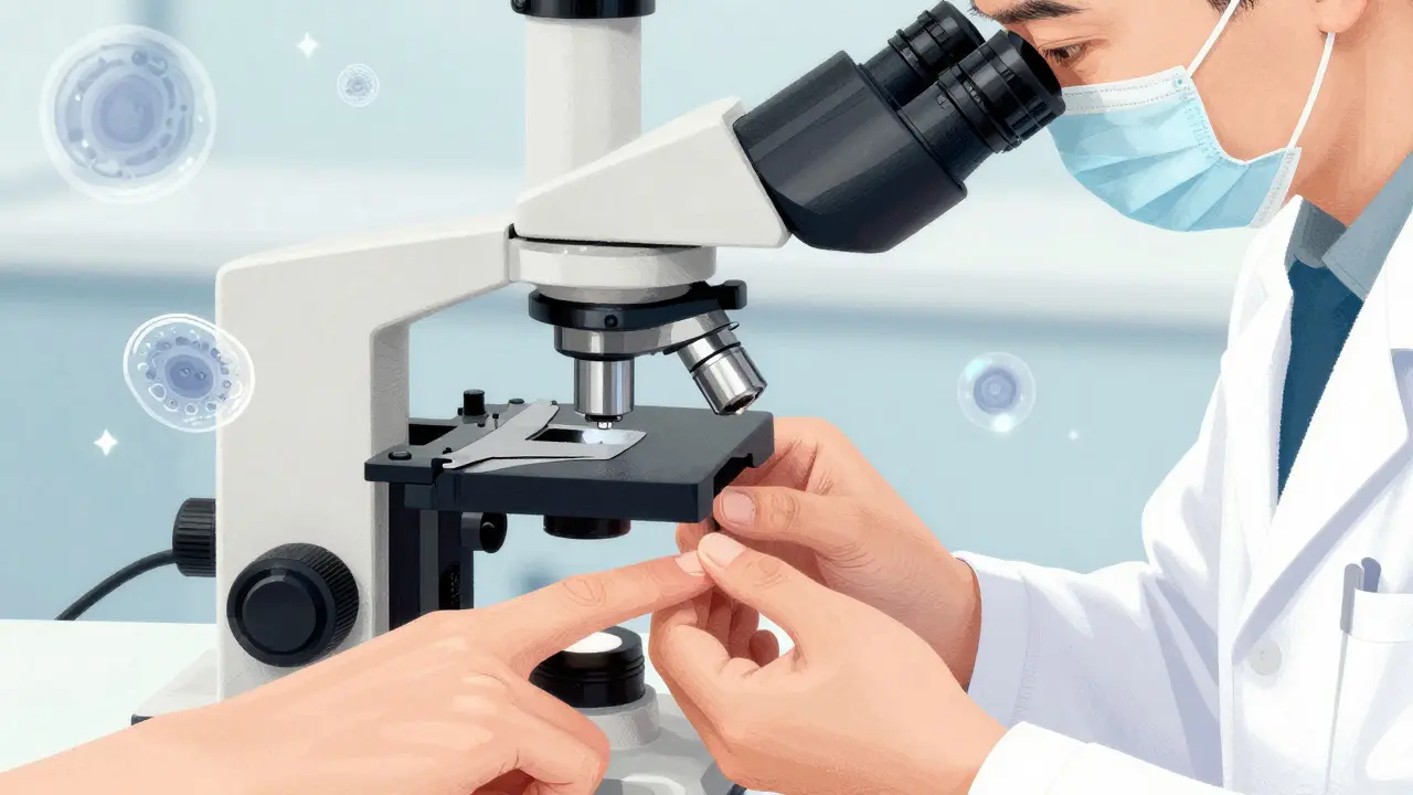 Medical illustration of capillary examination for scleroderma diagnosis