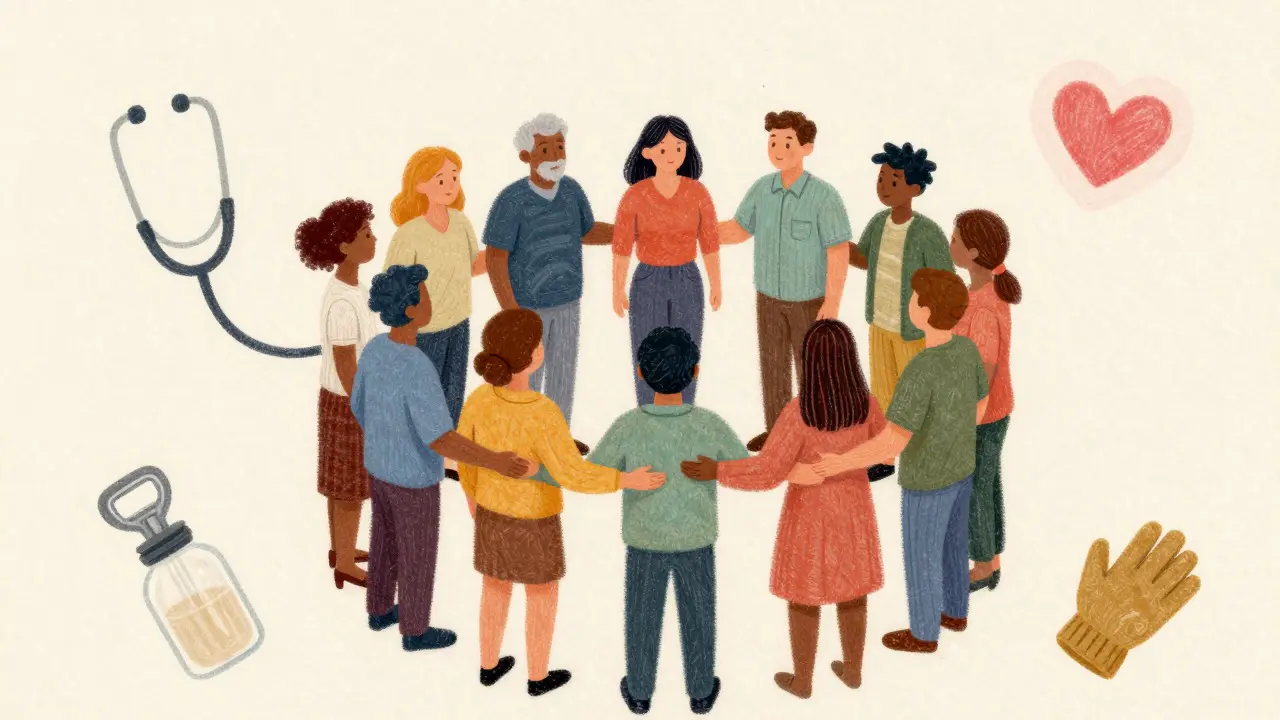 Supportive illustration of community and adaptive tools for scleroderma