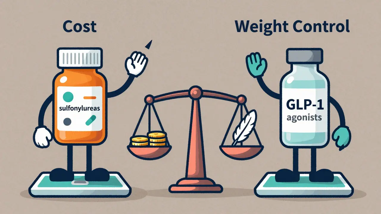 Comparison of cost versus weight control for diabetes meds