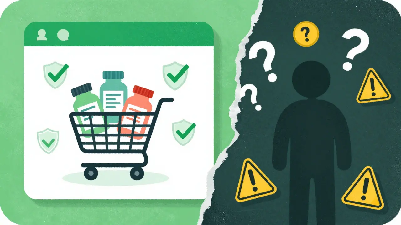 Comparison of safe versus risky online pharmacy choices