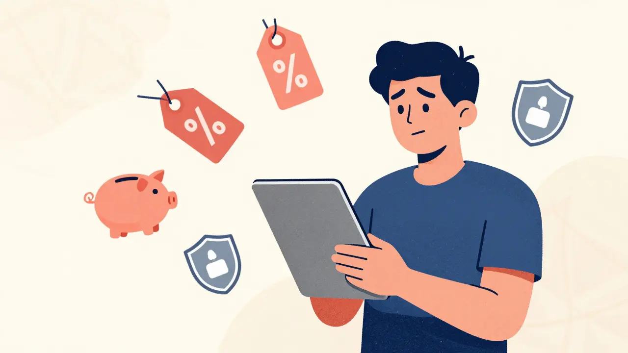 Person using tablet to find cheap, safe medication deals online